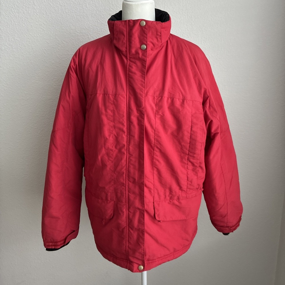 Vintage L.L. Bean Womens Insulated Puffer Jacket 1X Barn Chore Red Primaloft Y2K